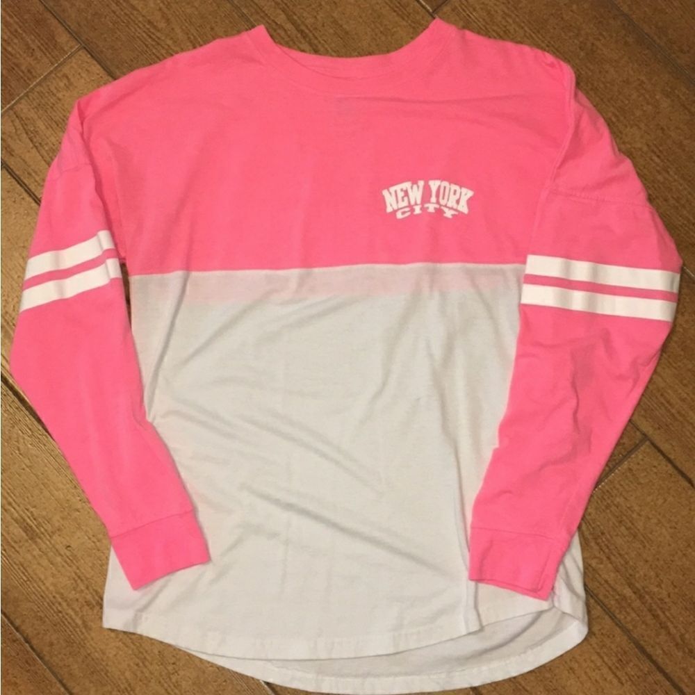 Liquid Energy Apparel Hot Pink & White "New York City" Long-Sleeved T-Shirt Sz L